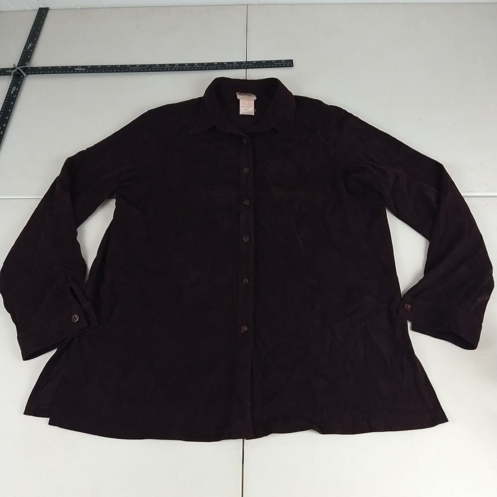 Haggar Shirt Women 20 Brown Lightweight Corduroy Tall Girl Button Down Fall